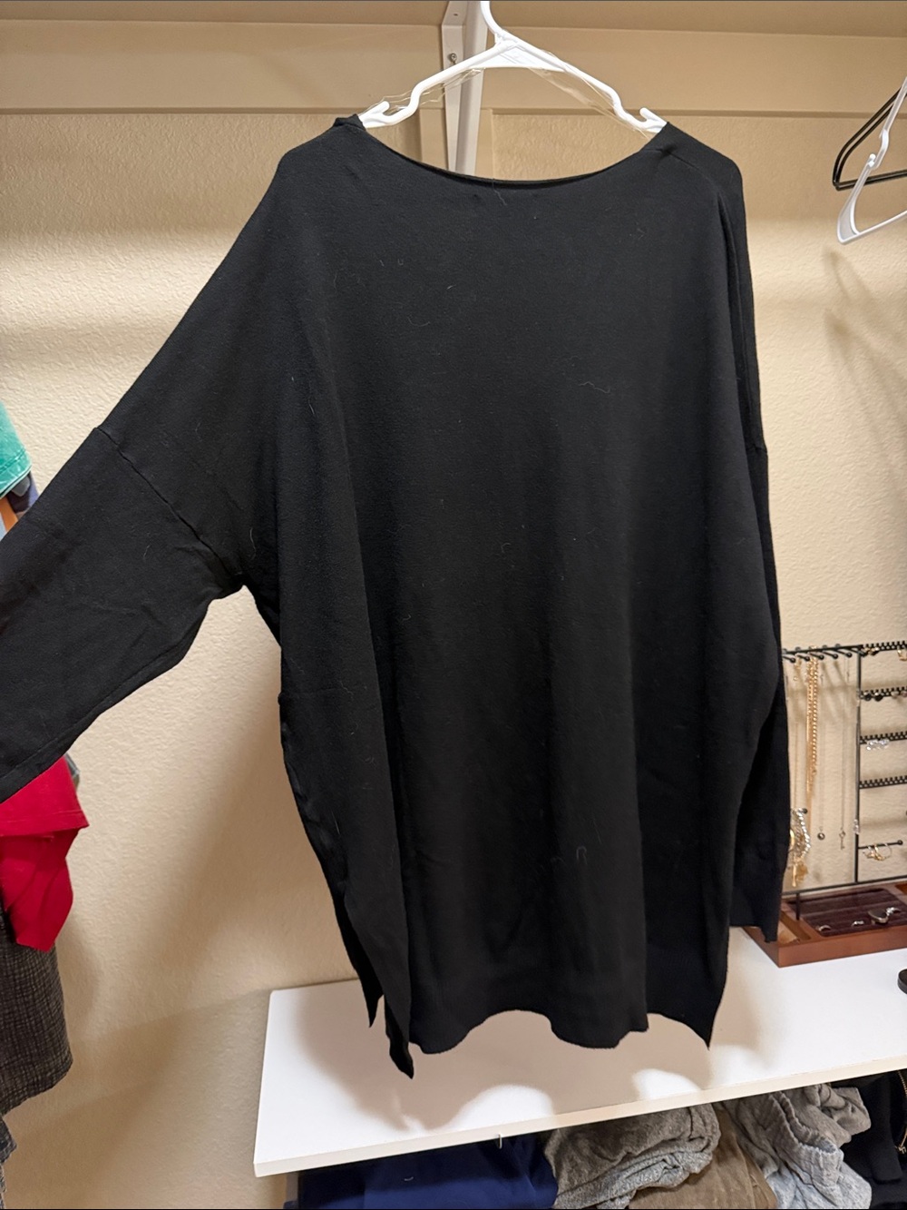 Zenana Black V-Neck Oversized Sweater - Picture 6 of 7